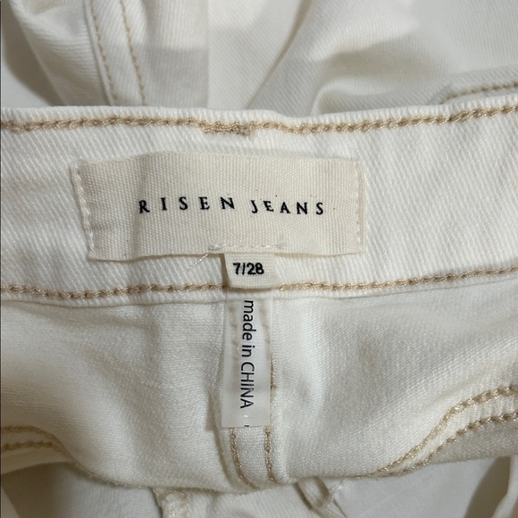 RISEN JEANS WOMENS CREAM WIDE LEG CUFFED JEANS Sz 7/28 - Picture 9 of 12